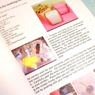 Glass Jar Soy Candle Kit Instruction booklet