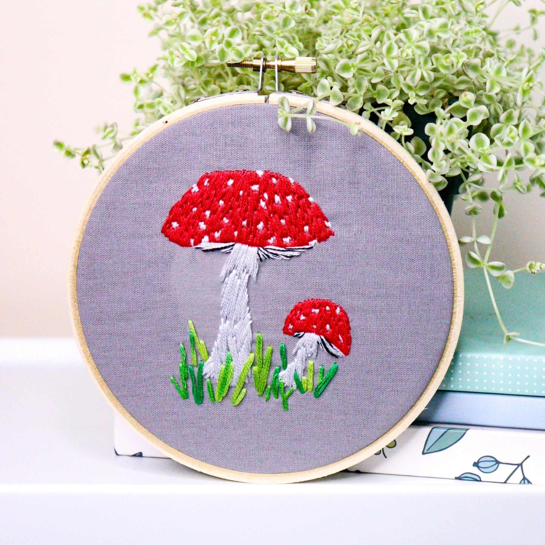Mushroom Embroidery Kit Beginner Plants Diy, Embroidery Kit Modern