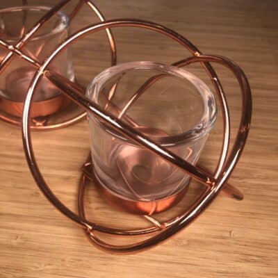Copper Metal Tealight Holder Closeup