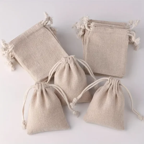 Burlap Mini Drawstring bag